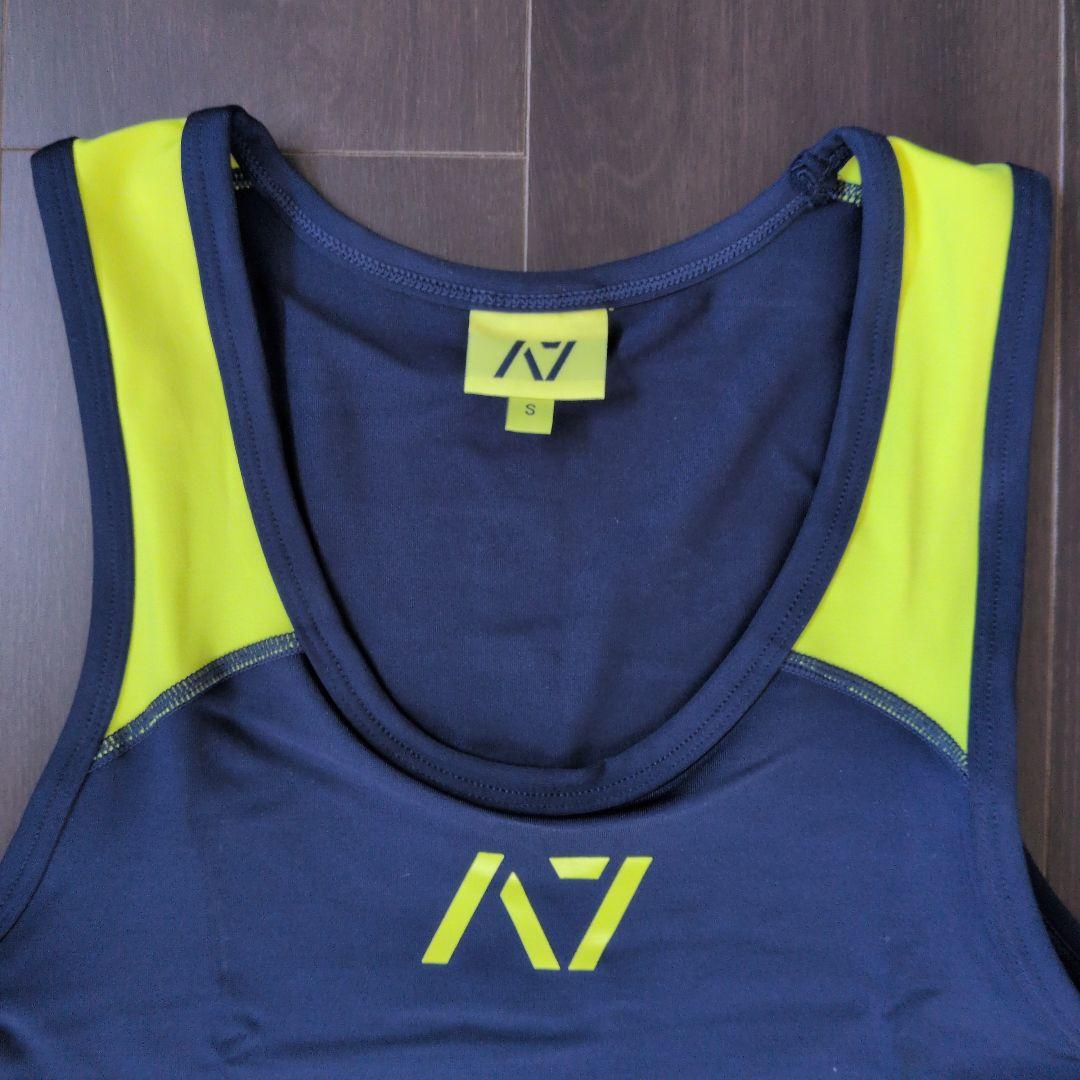 磯*ク様 A7 パワーリフティング シングレット メンズSサイズ ネイビー/イエ