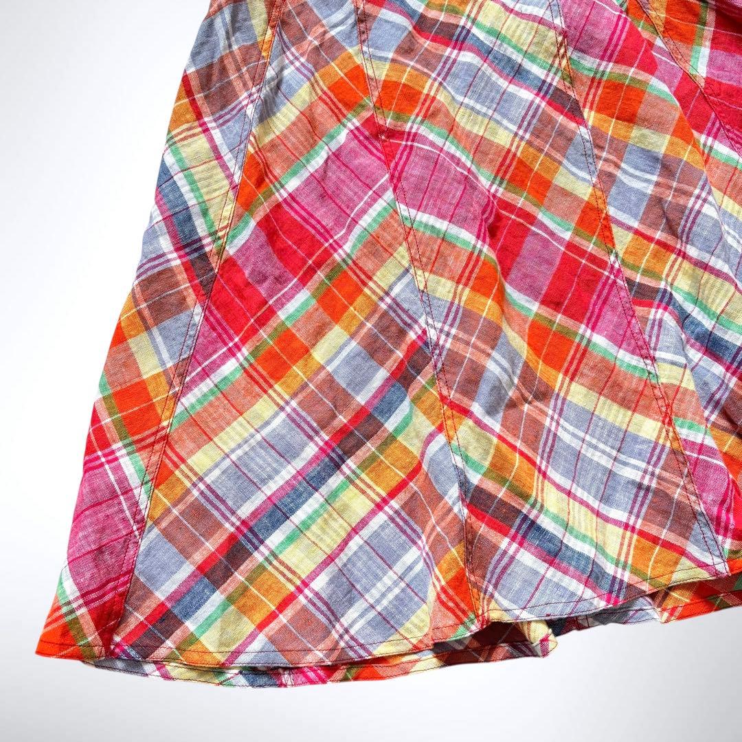 2024ss ポロラルフローレン チェックリネンラップスカート 巻きスカート 0