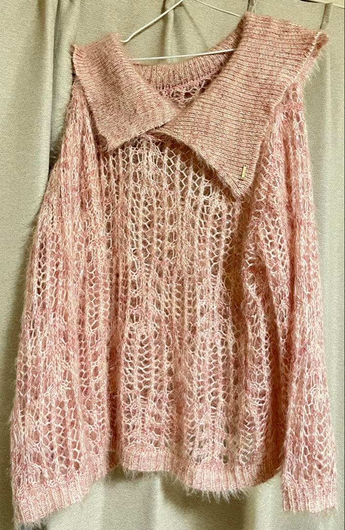 【完売品】　loin nuit シアーカラーニット　ピンク