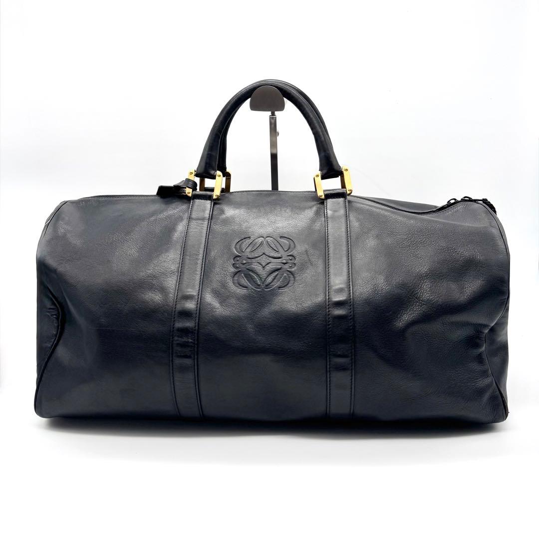 美品 ロエベ ボストンバッグ 2way アナグラム アマソナ50 大容量 黒