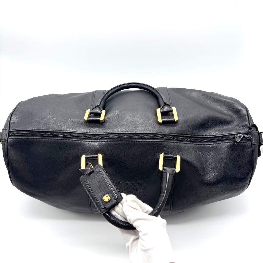 美品 ロエベ ボストンバッグ 2way アナグラム アマソナ50 大容量 黒