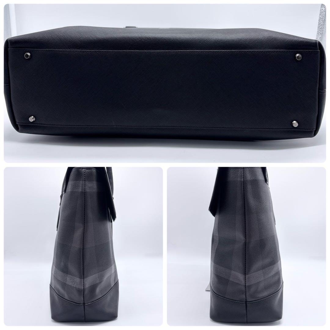 美品 ブラックレーベルクレストブリッジ トートバッグ フラップ レザー チェック