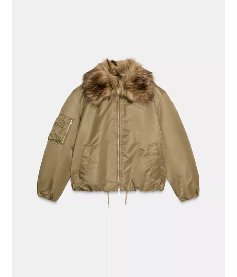 フェイクファー襟　ボンバージャケット　ZARA