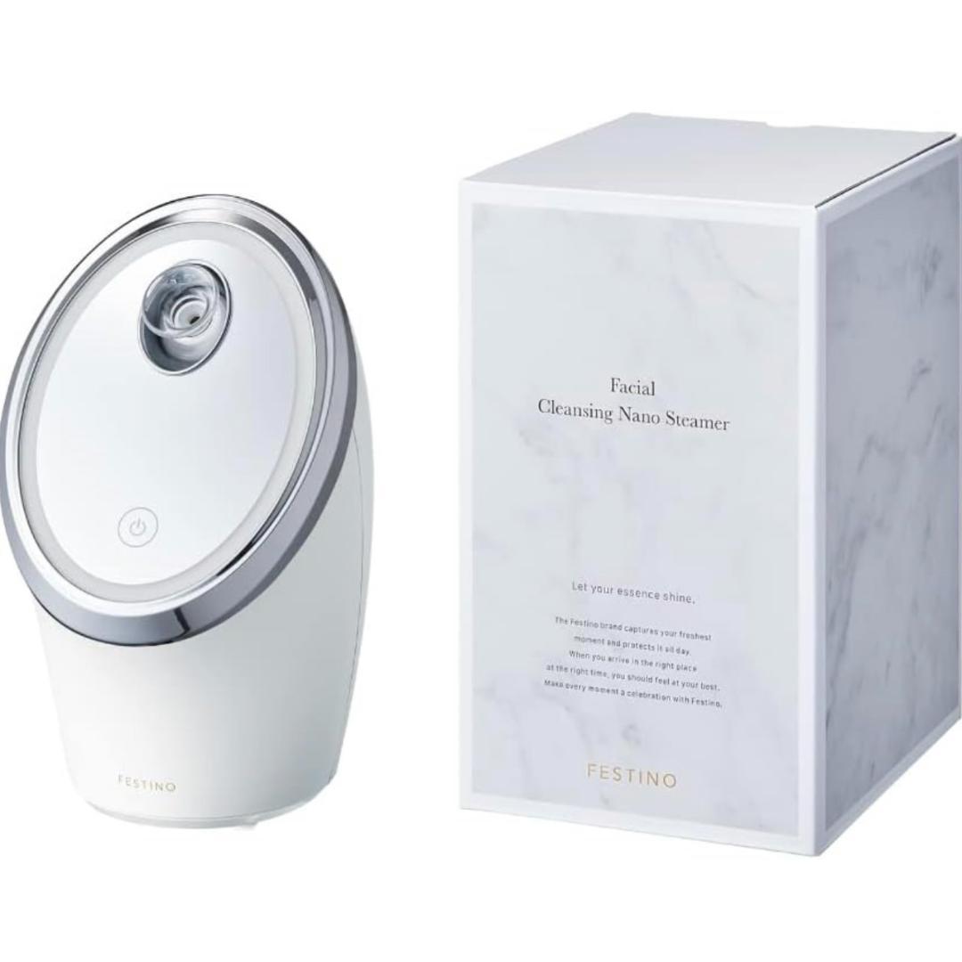 【新品未使用】フェスティノ フェイシャルクリーニングナノスチーマー　ホワイト