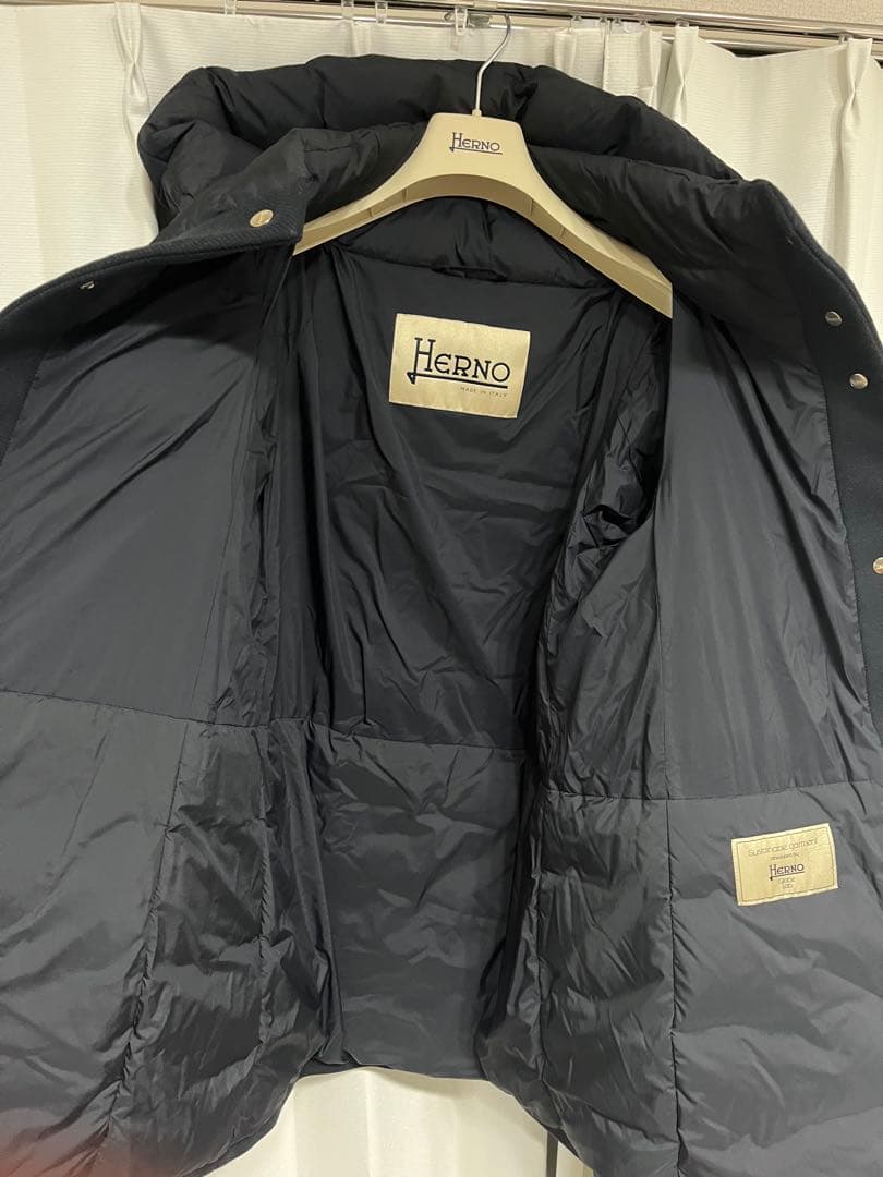 ヘルノ　レディースダウン　ウール　42 ネイビー