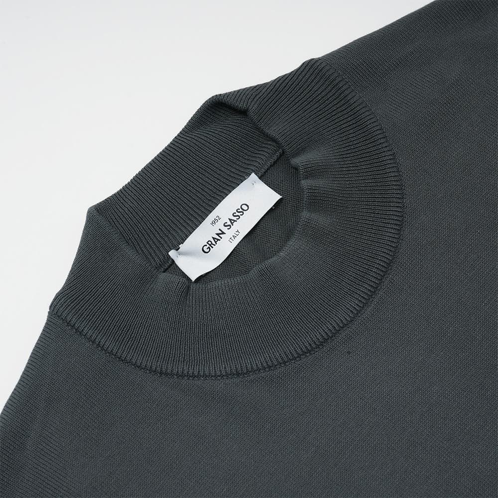 GRAN SASSO グランサッソ チャコールモックネック ニットTシャツ 54