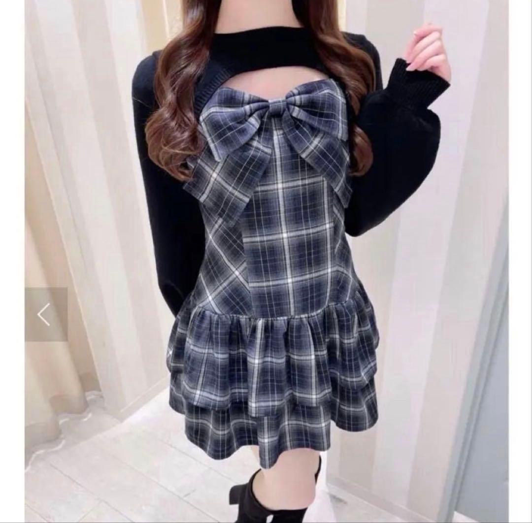 evelyn リボンボレロワンピース　ブラック