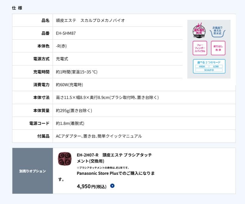 【新品未使用】Panasonic EH-SHM87-R スカルプD 頭皮エステ