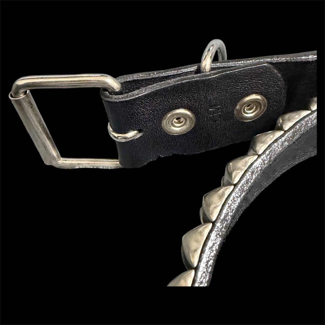 牛革　3連スタッズベルト スモールピラミッドベルト 12mm y2k sk8