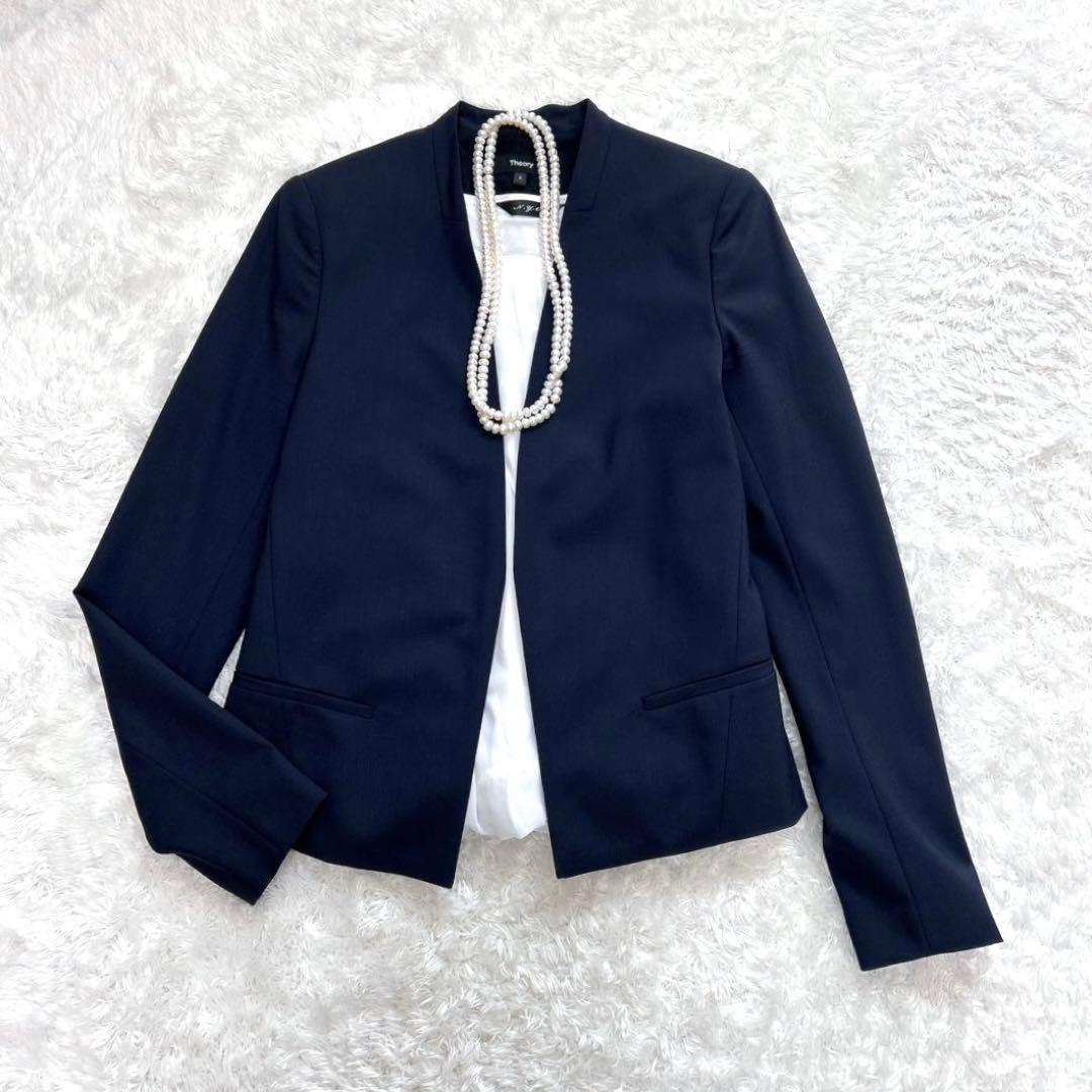 【美品】 Theory　パンツスーツ　オフィスウェア　セットアップ　紺　0サイズ