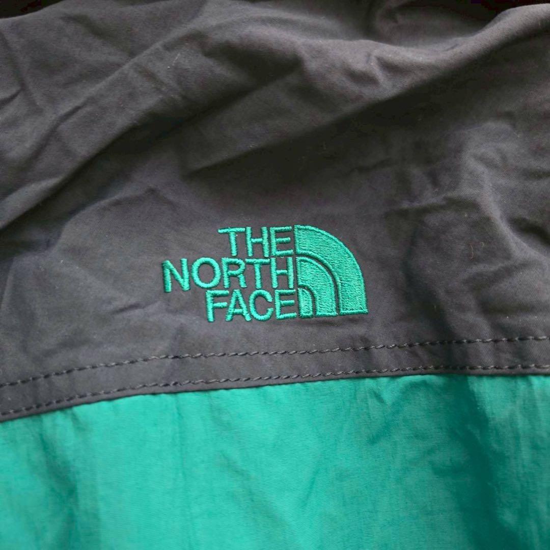 【ザ・ノースフェイス】 XL マウンテンパーカー ネイビー×グリーン フード付き