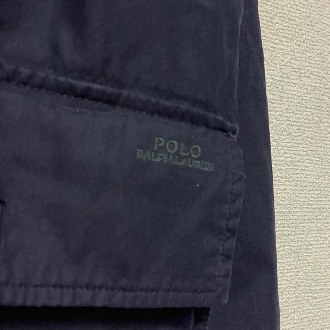 【90s】ポロラルフローレン ハンティングジャケット 中綿 裏チェック 刺繍 紺