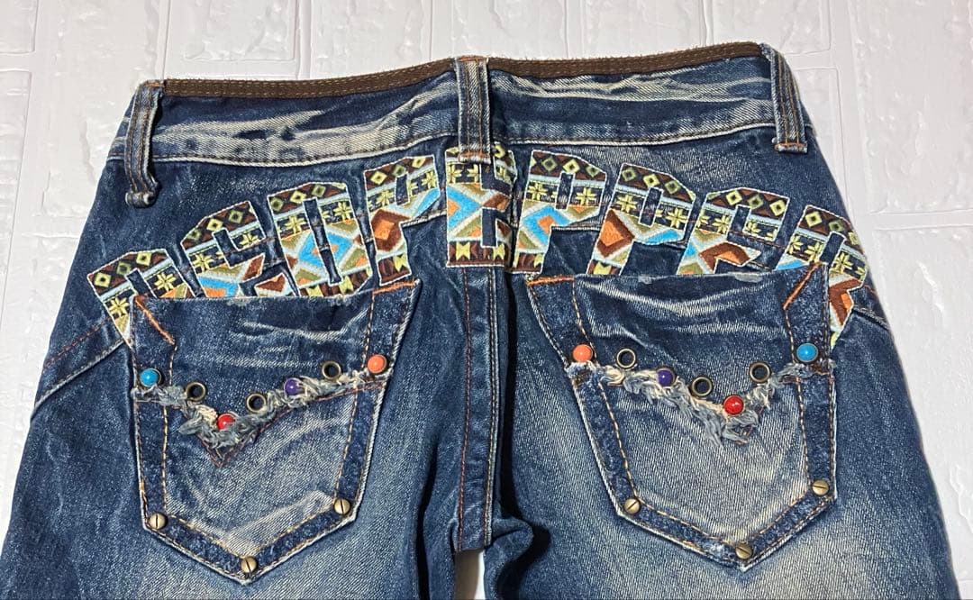 レッドペッパー　y2k 平成ギャル　刺繍 フェード ブーツカットデニム26