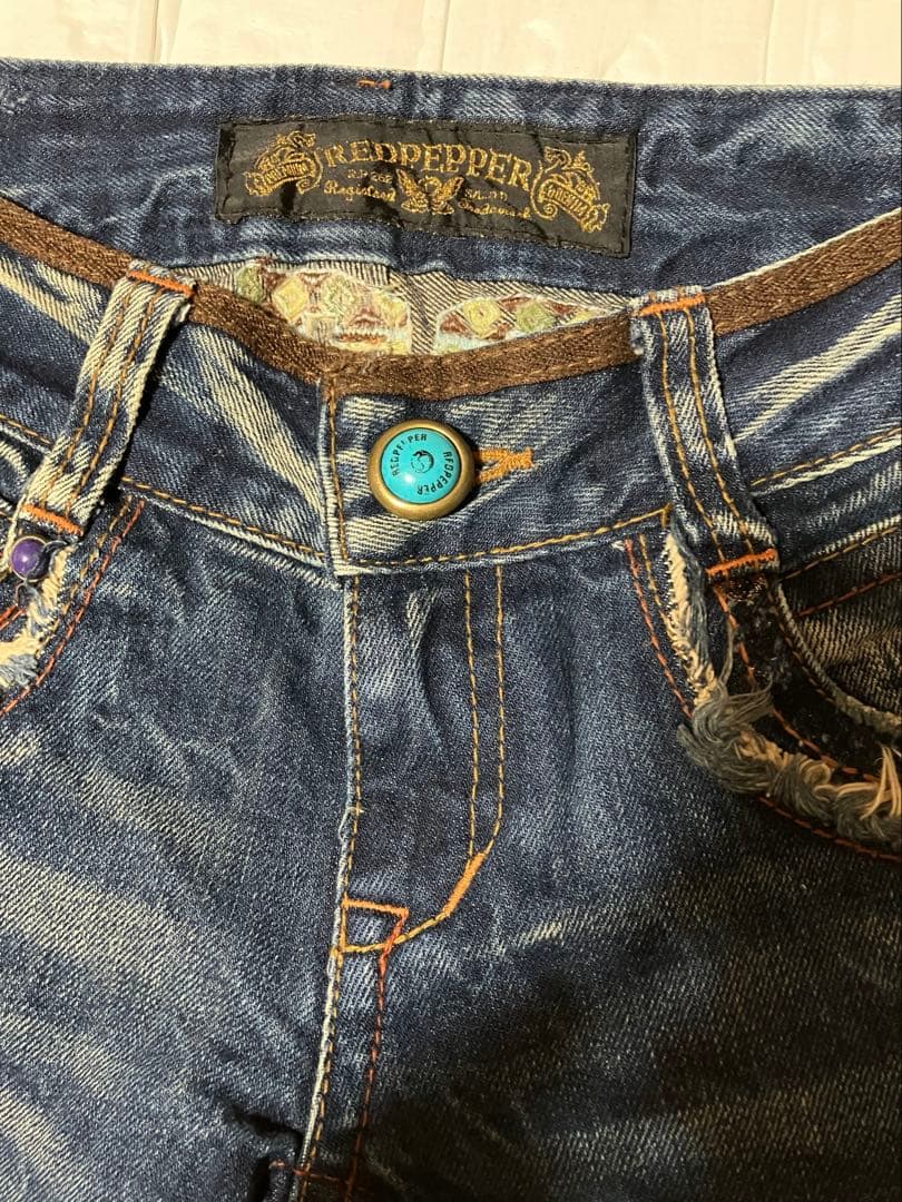 レッドペッパー　y2k 平成ギャル　刺繍 フェード ブーツカットデニム26
