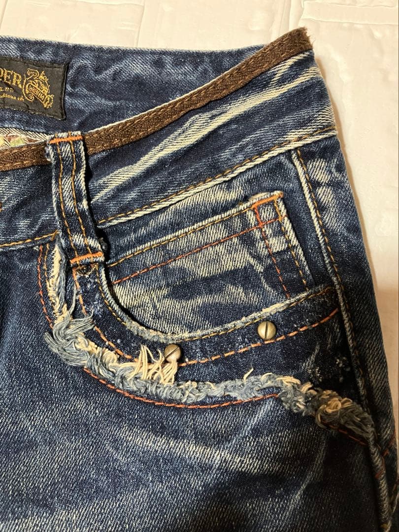 レッドペッパー　y2k 平成ギャル　刺繍 フェード ブーツカットデニム26