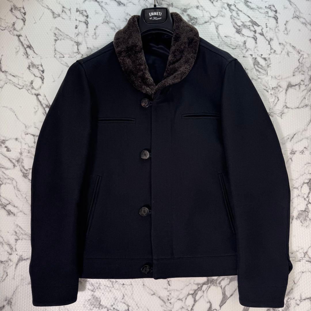 極美品◎ダンヒル　リアルムートン　ドライビングジャケット　ブルゾン　ロゴジップ