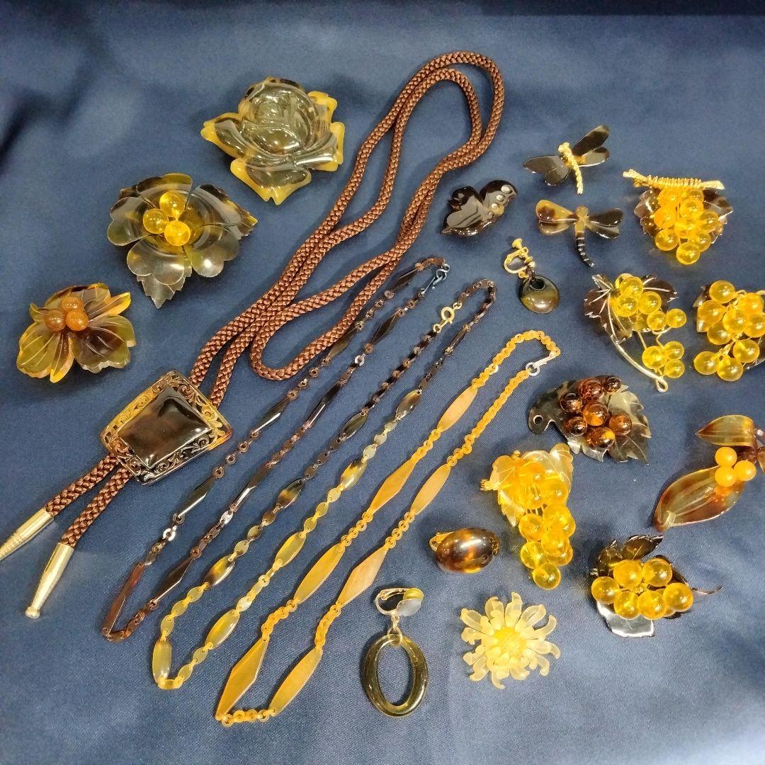 <C> 和装小物 本鼈甲 ネックレス まとめて 総重量 150g