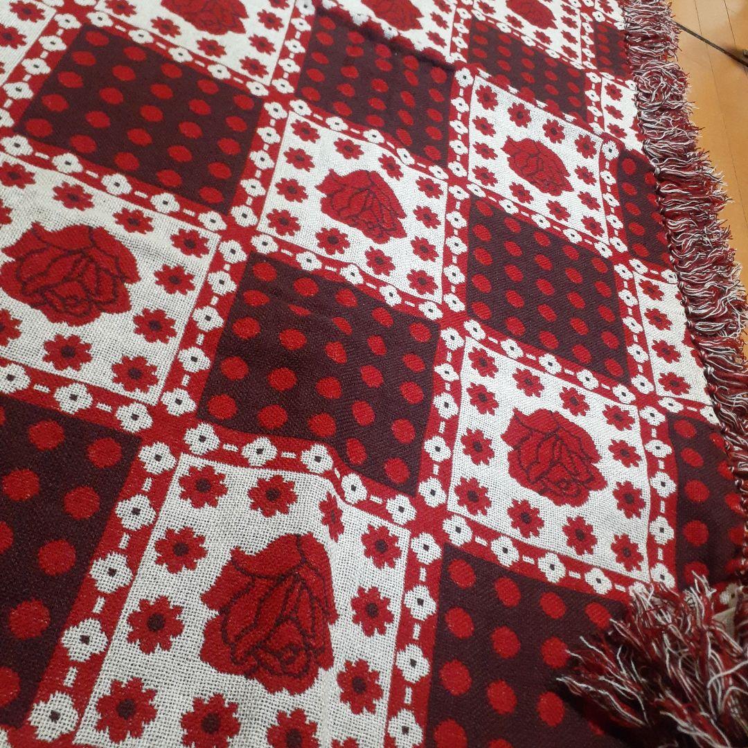 レア❗昭和レトロ　ミッドセンチュリー　こたつ掛け　薔薇&水玉&花柄　マルチカバー