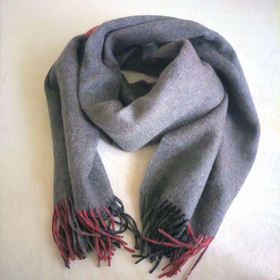 ディノス 美品 ダブルフェイス カシミヤ大判ストール ブロックチェック