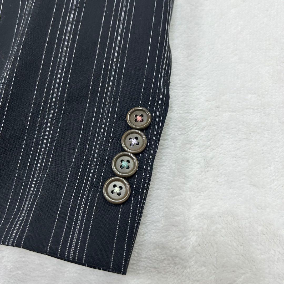 F158 美品 2XL 3L 46 ポールスミスブラック ストライプ レディース