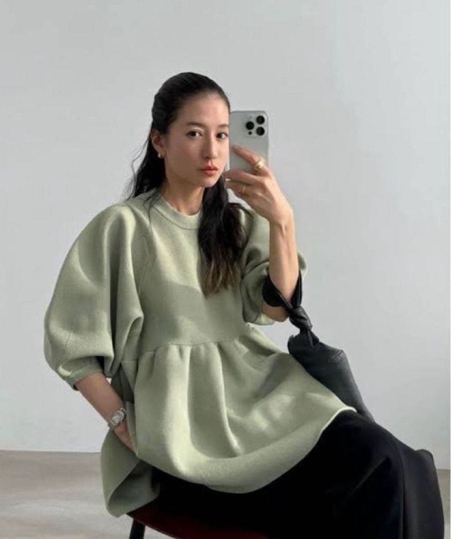 京都限定カラー　CLANE BALLOON SLEEVE GATHER KNIT