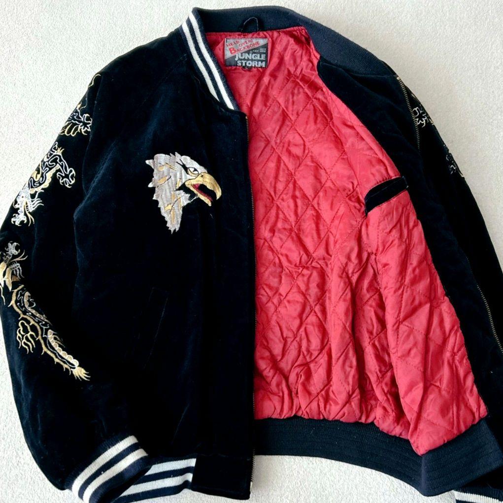 ジャングルストーム スカジャン キルティング 中綿 ドラゴン 鷲 ベロア調