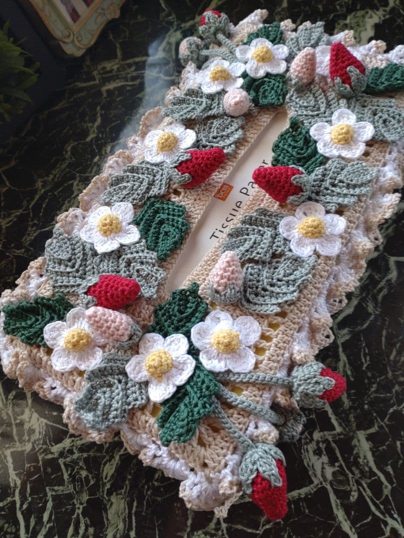 なおたくママ様ティッシュボックスカバーかぎ編インテリア生活道具レース編みドイリー