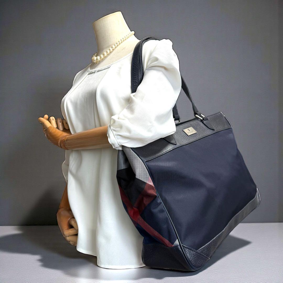 ブラックレーベルクレストブリッジ トートバッグ ノバチェック A4可 金具