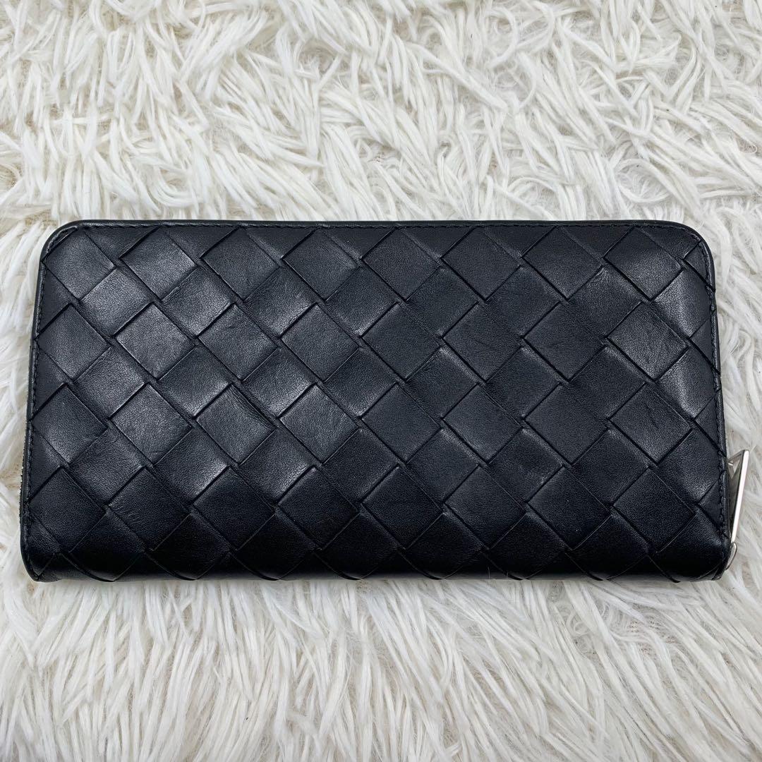 【✨極美品✨】ボッテガヴェネタ マキシイントレチャート ラウンドジップ ブラック