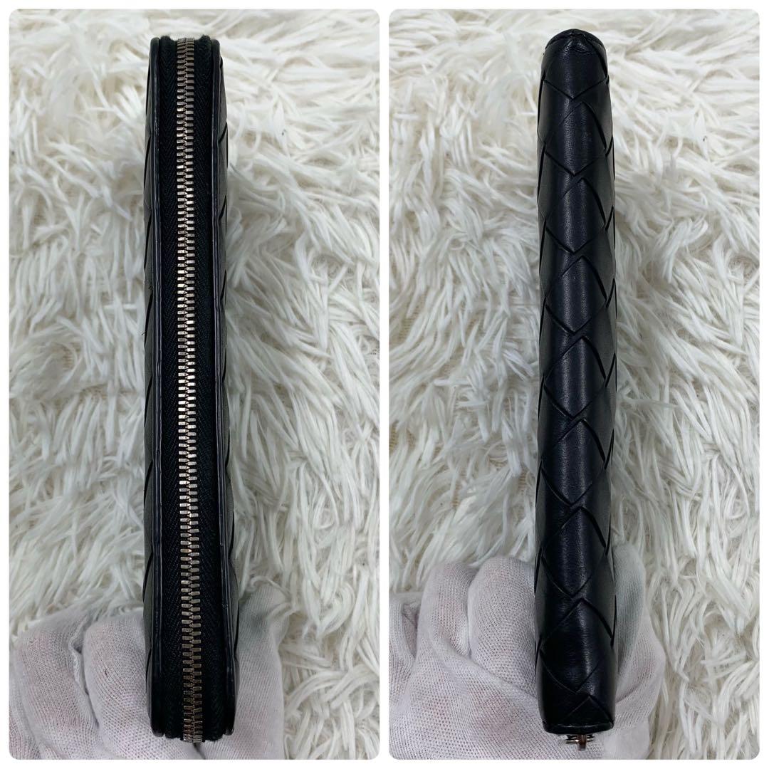 【✨極美品✨】ボッテガヴェネタ マキシイントレチャート ラウンドジップ ブラック