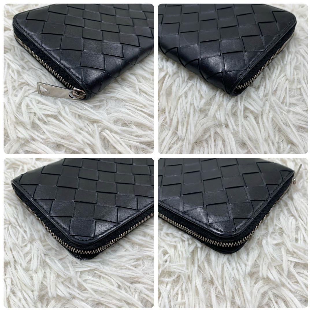 【✨極美品✨】ボッテガヴェネタ マキシイントレチャート ラウンドジップ ブラック