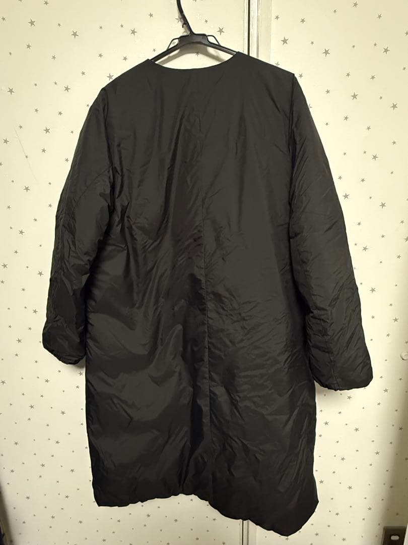 NANGA ノーカラーダウンコート ブラック Lサイズ