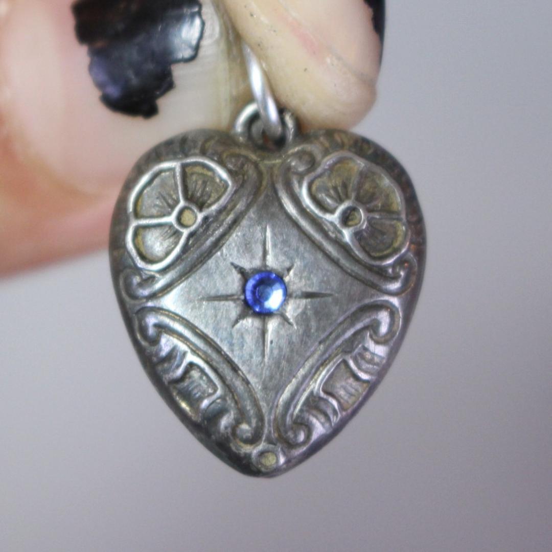 40s　スウィートハートジュエリー　WW2　シルバー　石　青　　大戦　勿忘草