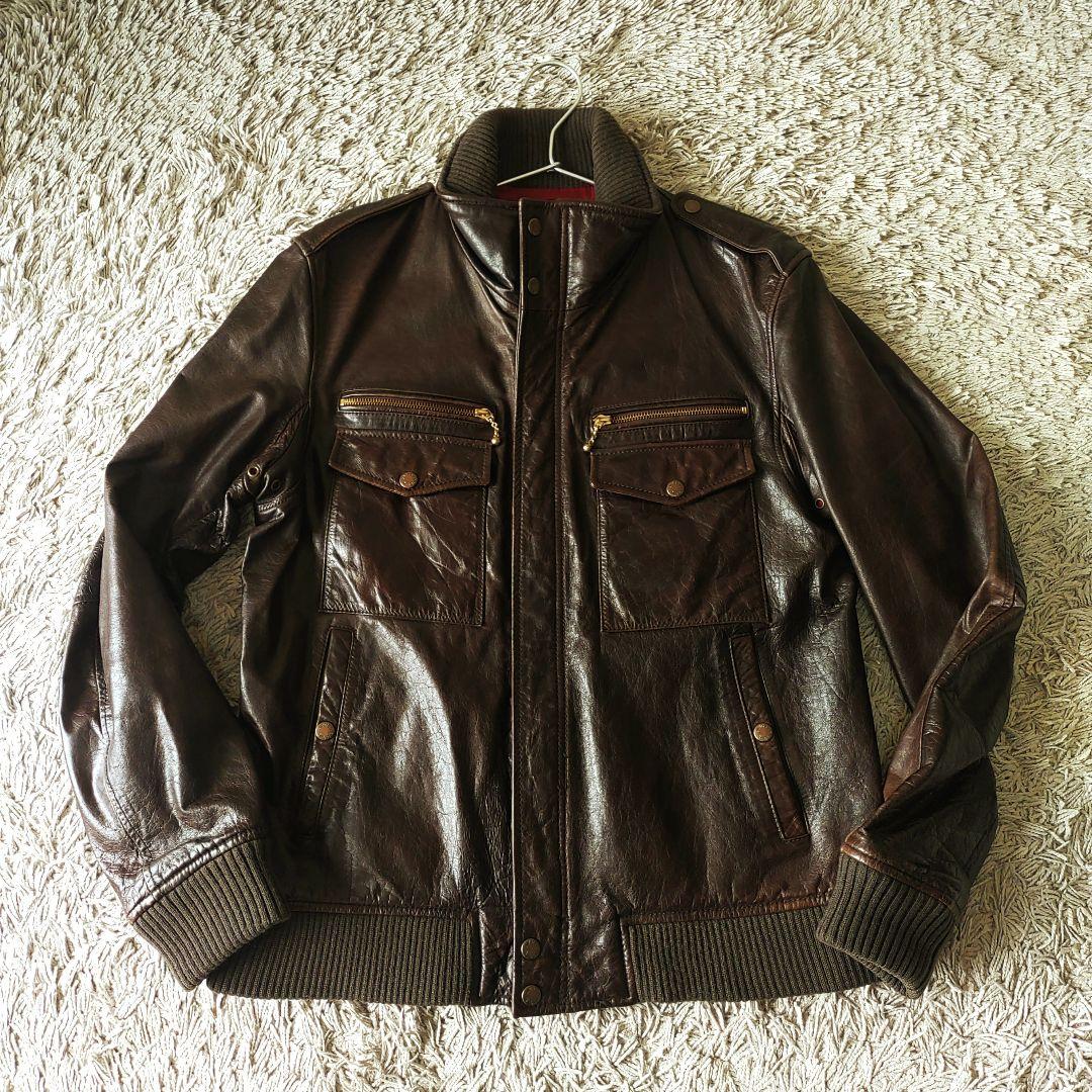 【XL・ホースレザー】AVIREX 馬革　レザージャケット　ブラウン