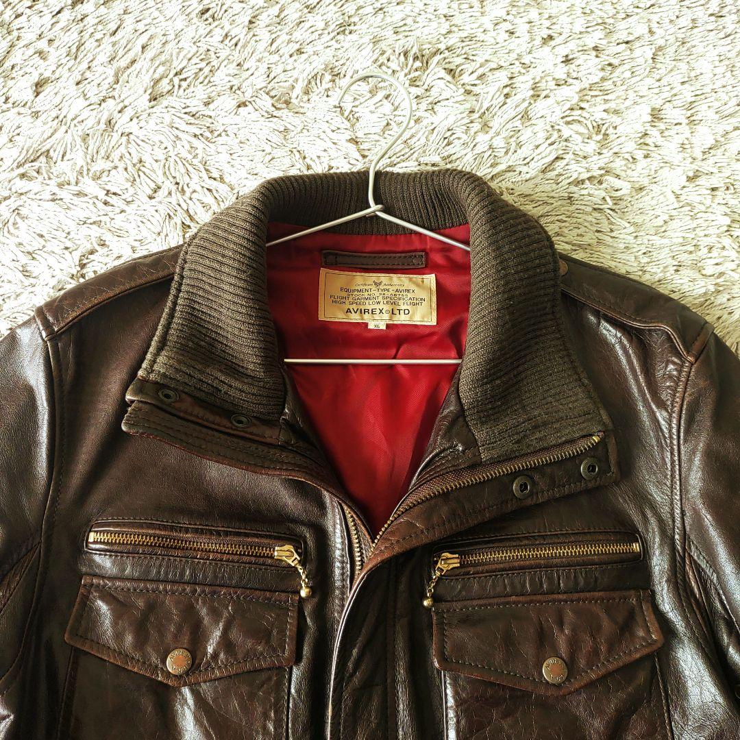 【XL・ホースレザー】AVIREX 馬革　レザージャケット　ブラウン