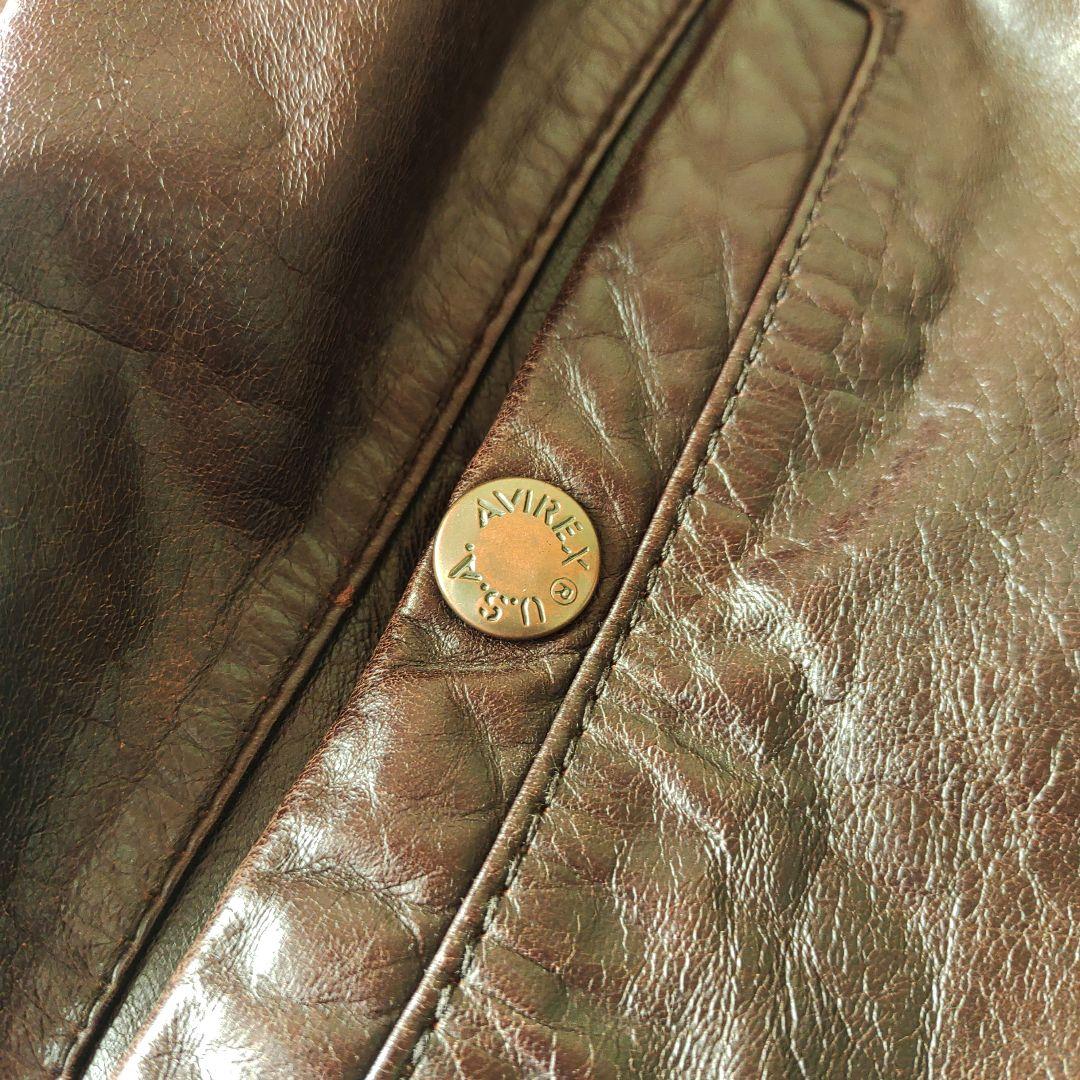 【XL・ホースレザー】AVIREX 馬革　レザージャケット　ブラウン