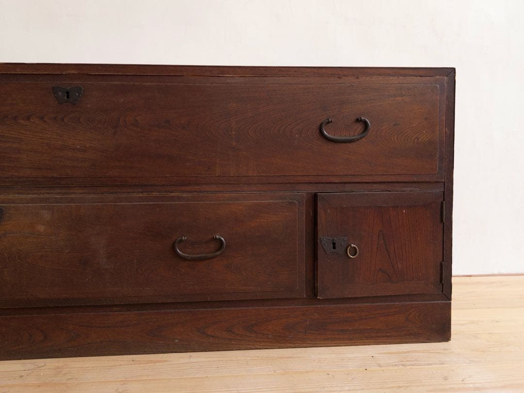 木製　二段チェスト　引き出し　和箪笥　古道具　サイドボード　収納棚