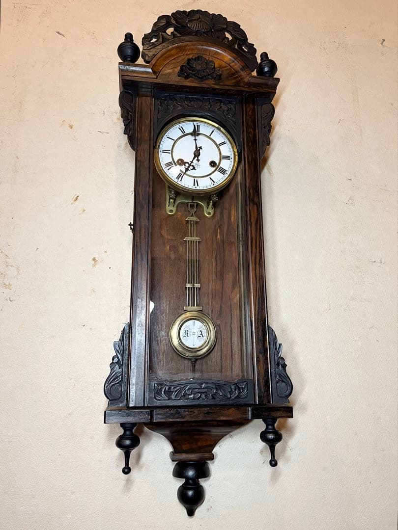 ユンハンス　黒柿　柱時計　古時計　振り子　レトロ　ゼンマイ　ボンボン　精工舎