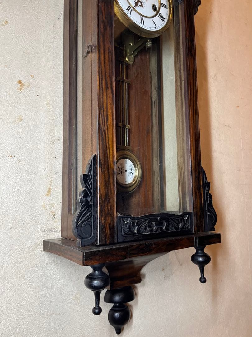 ユンハンス　黒柿　柱時計　古時計　振り子　レトロ　ゼンマイ　ボンボン　精工舎