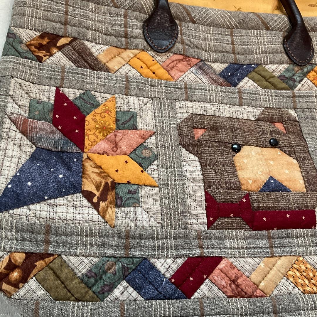 ハンドメイドパッチワークサンプラーかぼちゃ紐付きトートバッグ