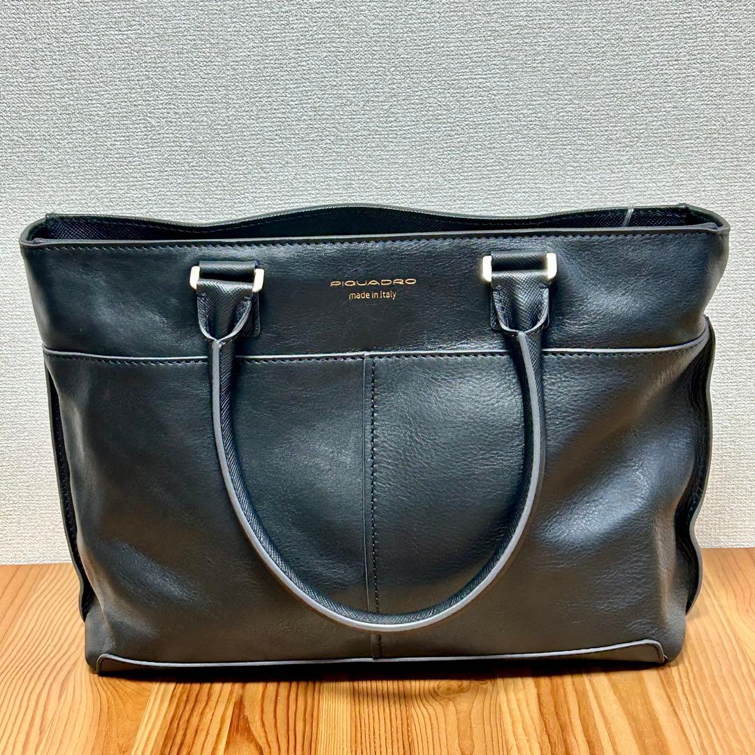 PIQUADRO Archimede(アルキメデ)ビジネスバッグ 黒 レザー