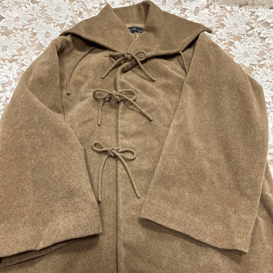 美品 JURGEN LEHL リボン結びビッグコート アンゴラ アシメントリー