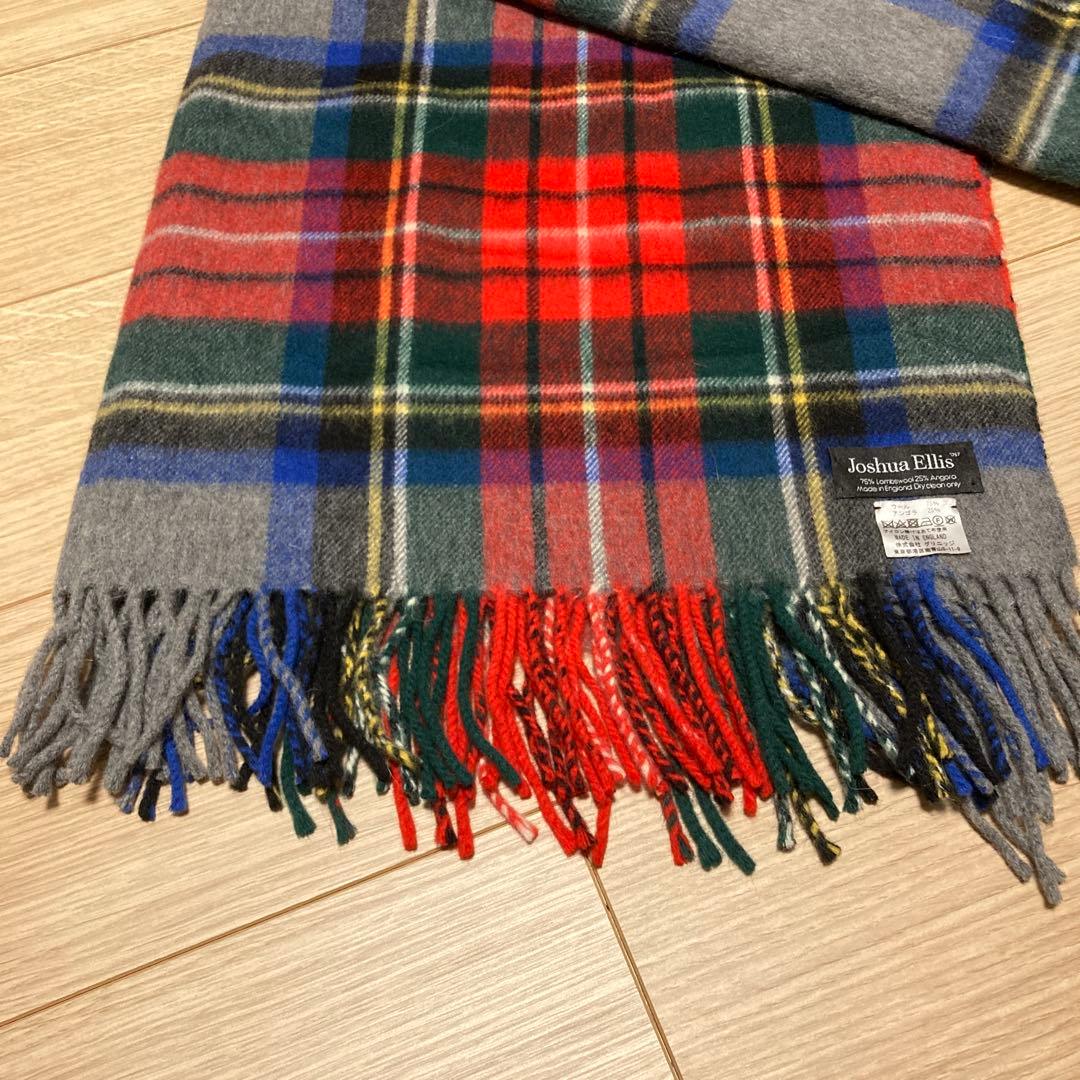 Joshua Ellis ストール　大判　アンゴラ　ウール　　タータンチェック