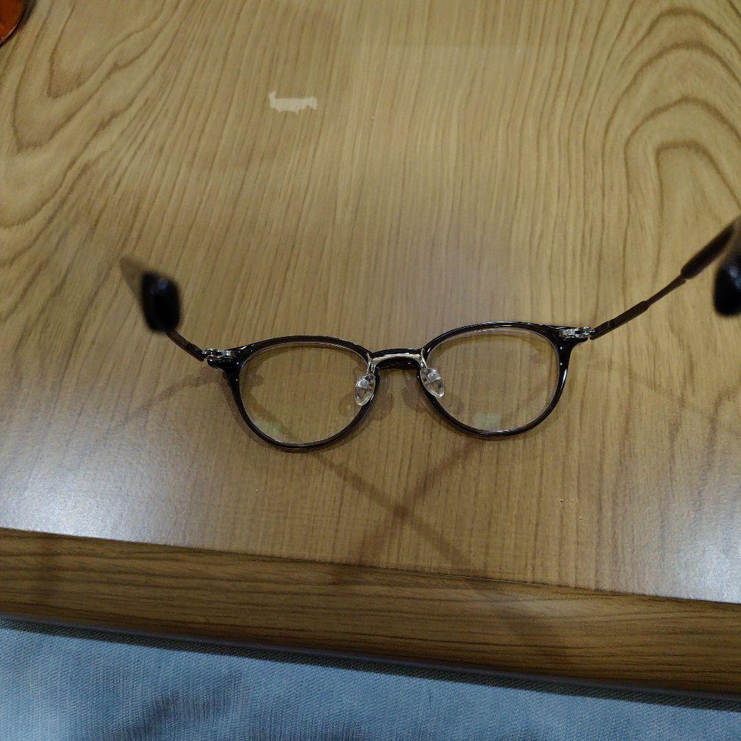 ブラウン ラウンドメタルフレーム メガネ(度あり)