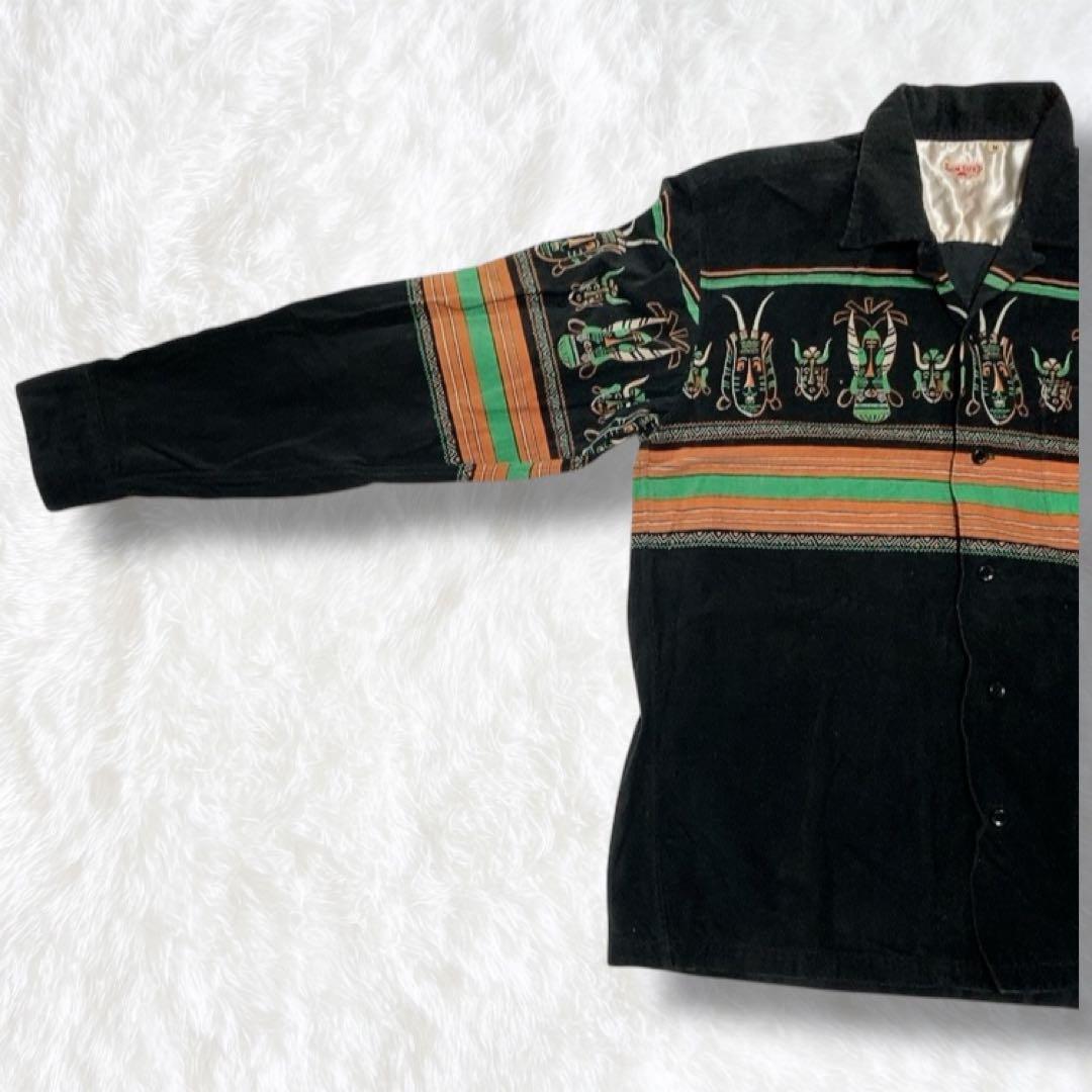 SUN SURF サンサーフ コーデュロイ 長袖シャツ M 民族柄 トライバル