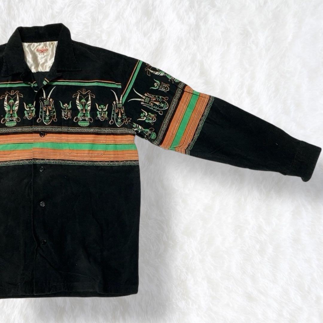 SUN SURF サンサーフ コーデュロイ 長袖シャツ M 民族柄 トライバル