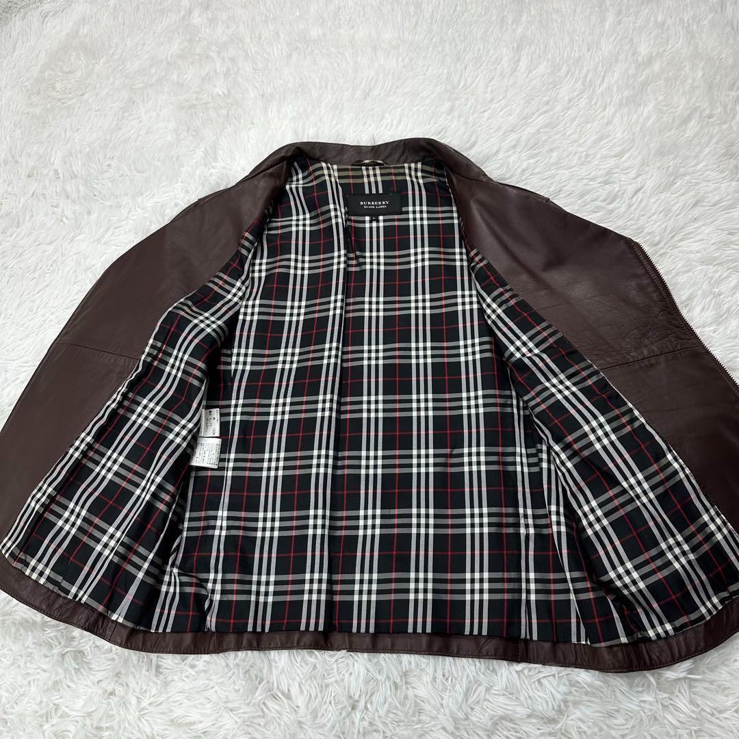 バーバリーブラックレーベル✨ダブルライダースジャケット 牛革 Lサイズ