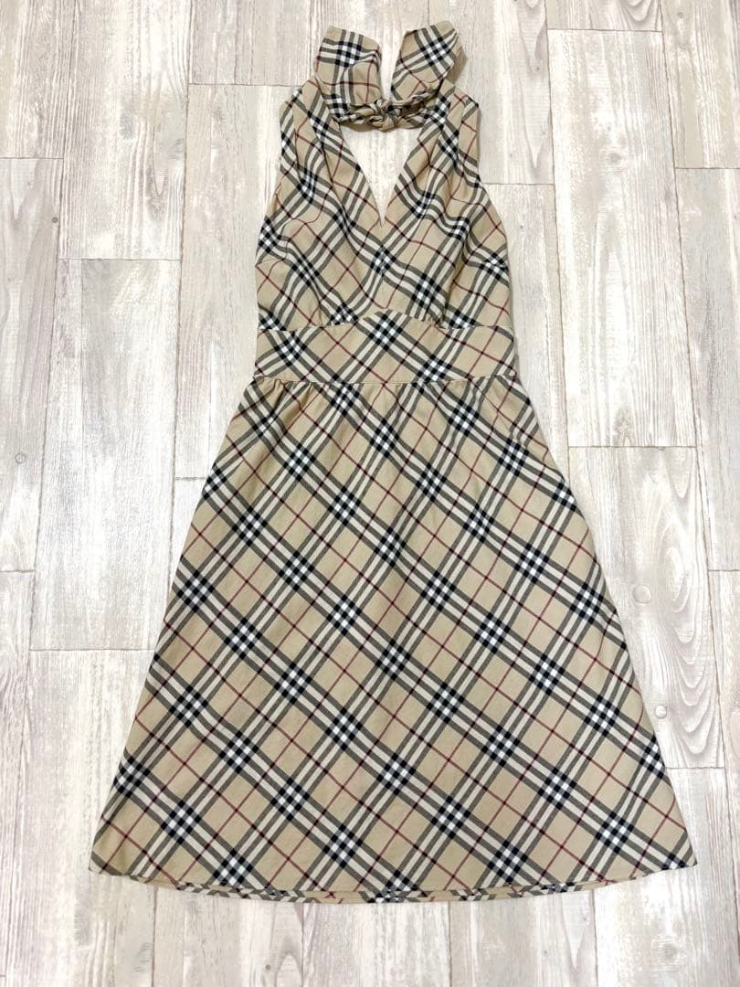 BURBERRY BLUELABEL ノースリーブワンピース リボンノバチェック