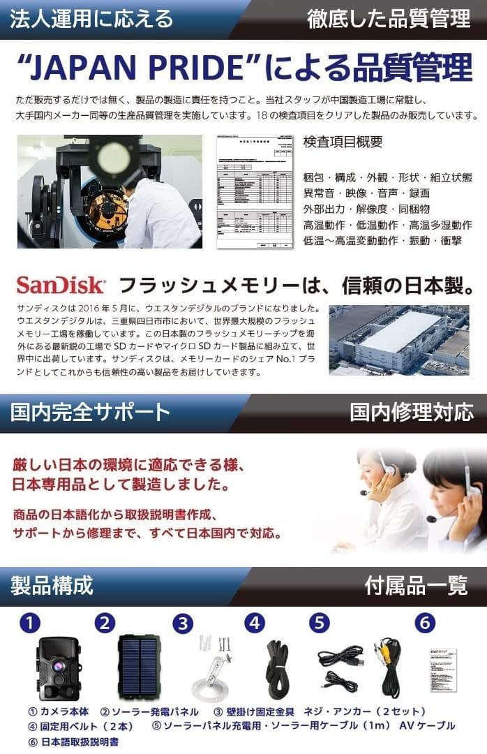 高画質 ソーラーパネル付き防犯カメラ