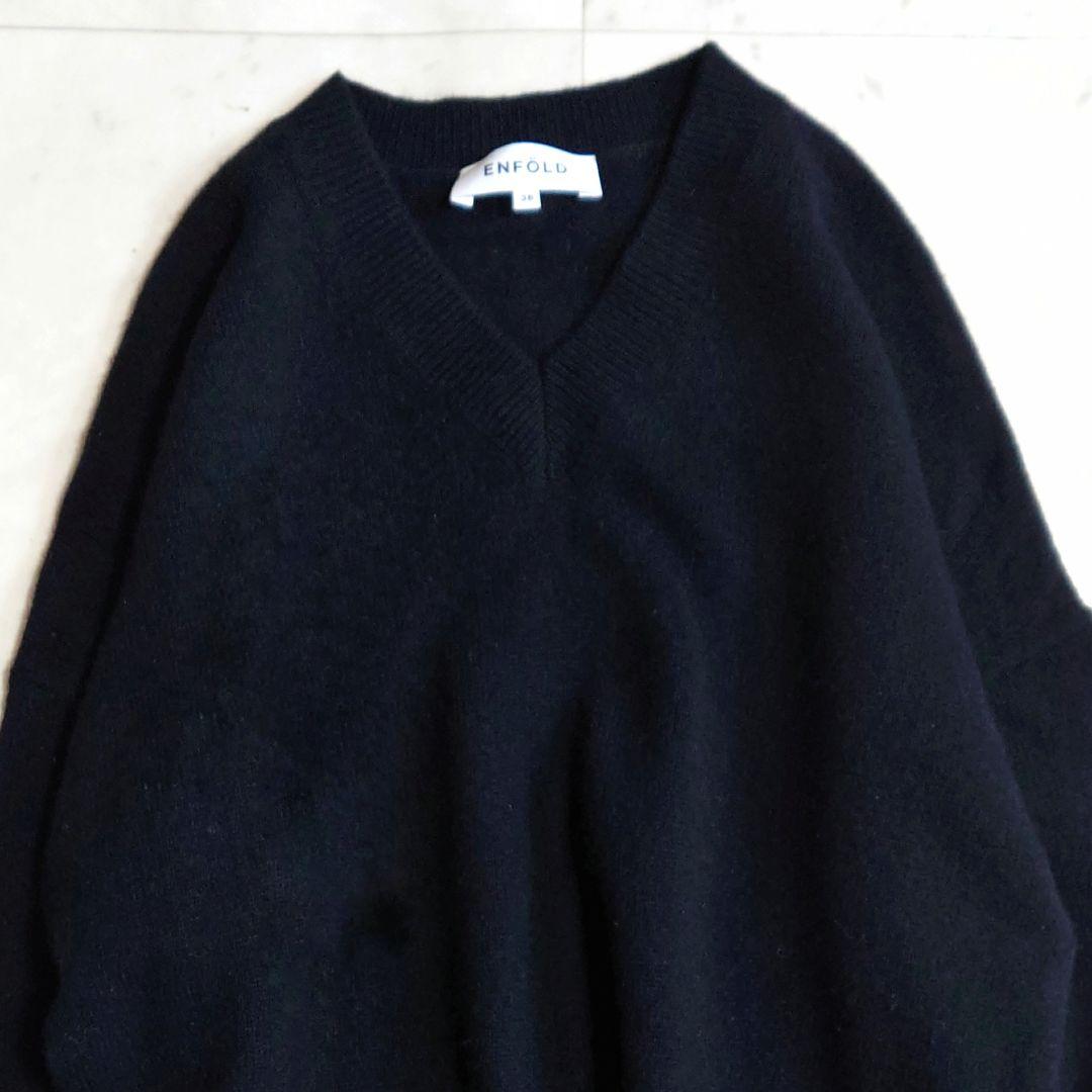 美品♪ エンフォルド カシミヤ 羊毛 サイドスリット ニット ブラック